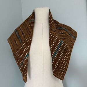 Vera Neumann Vintage Square Scarf Brown Geometric Print Made in Japan 27x27
